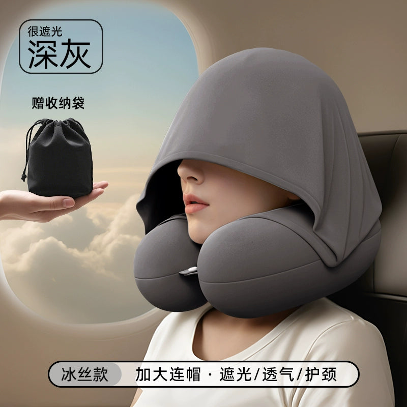 Oreiller Cervical Intelligent avec Capuche - Confidentialité et Confort en Voyage