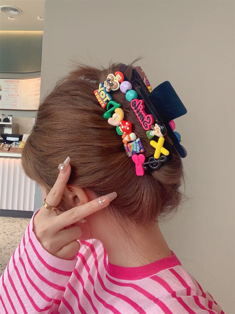 Dopamine hairpin headgear 2025 new spring and summer hair volume grab clip on the back of the head cute hairpin grip hairpin