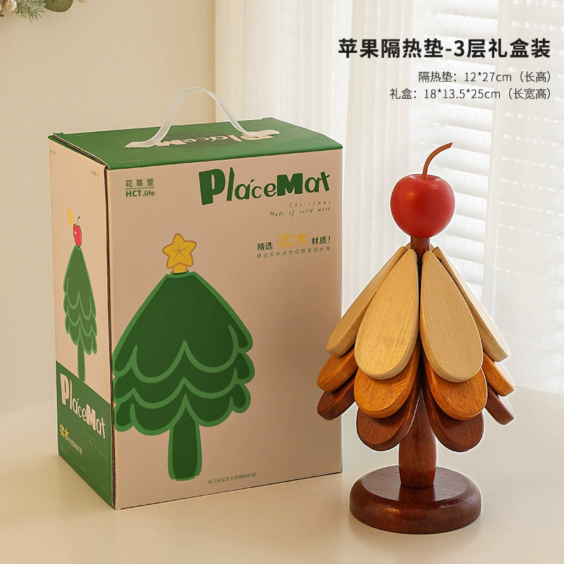 Set de Dessous de Plat Arbre de Noël en Bois