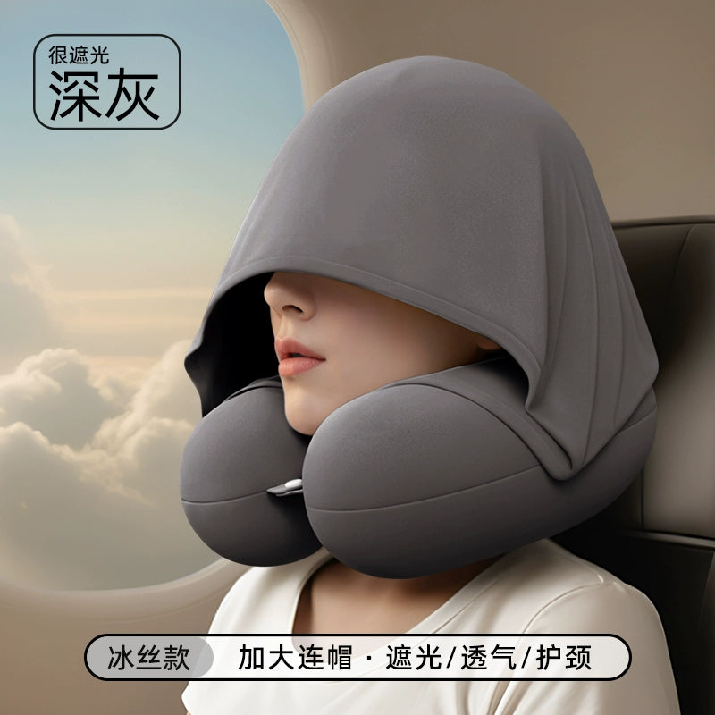 Oreiller Cervical Intelligent avec Capuche - Confidentialité et Confort en Voyage