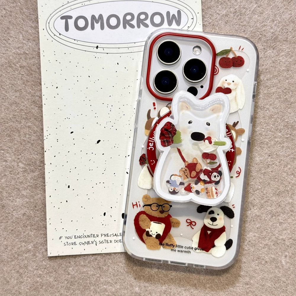 Coque iPhone Magnétique Jellycat - Support MagSafe Intégré - Design Westie Mignon - Protection Anti-Choc - Modèles 13 à 16 Pro Max
