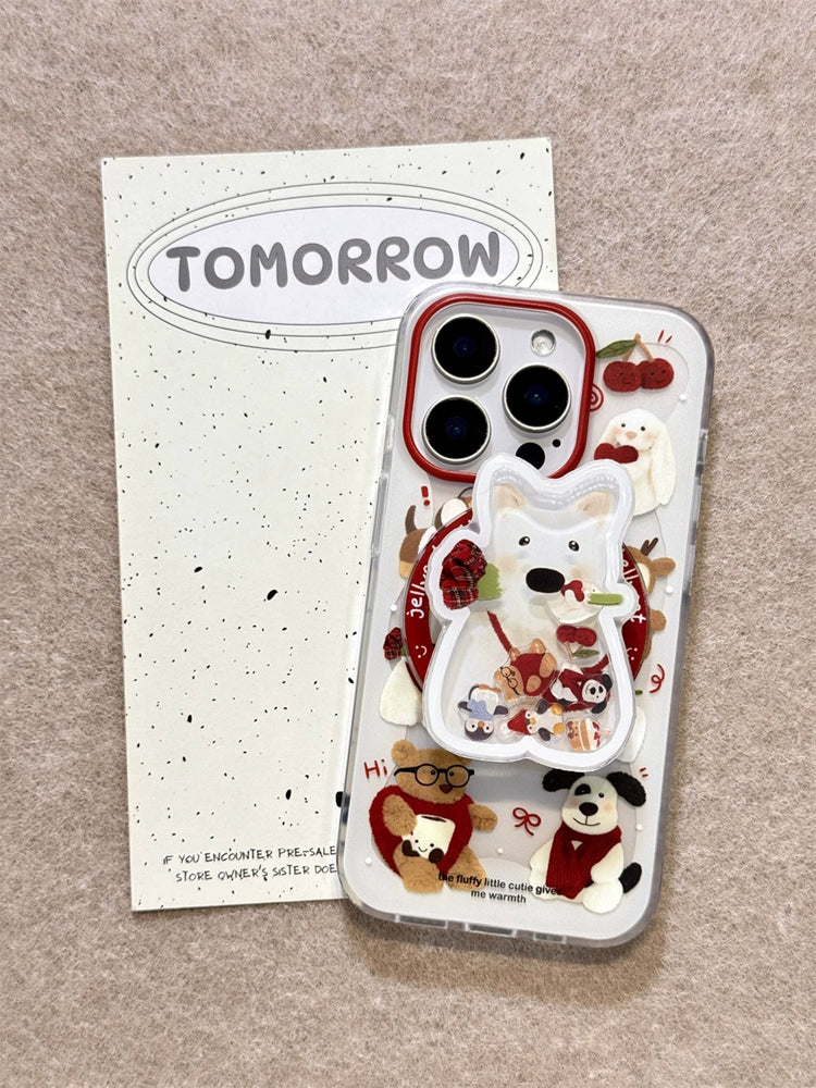 Coque iPhone Magnétique Jellycat - Support MagSafe Intégré - Design Westie Mignon - Protection Anti-Choc - Modèles 13 à 16 Pro Max