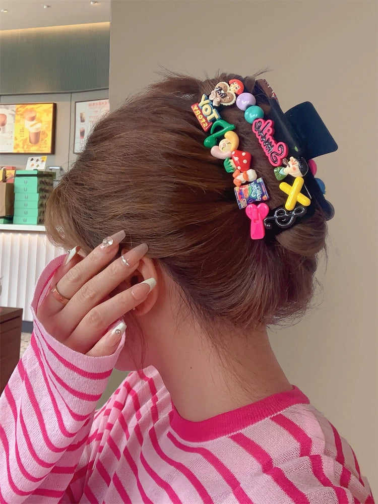 Dopamine hairpin headgear 2025 new spring and summer hair volume grab clip on the back of the head cute hairpin grip hairpin