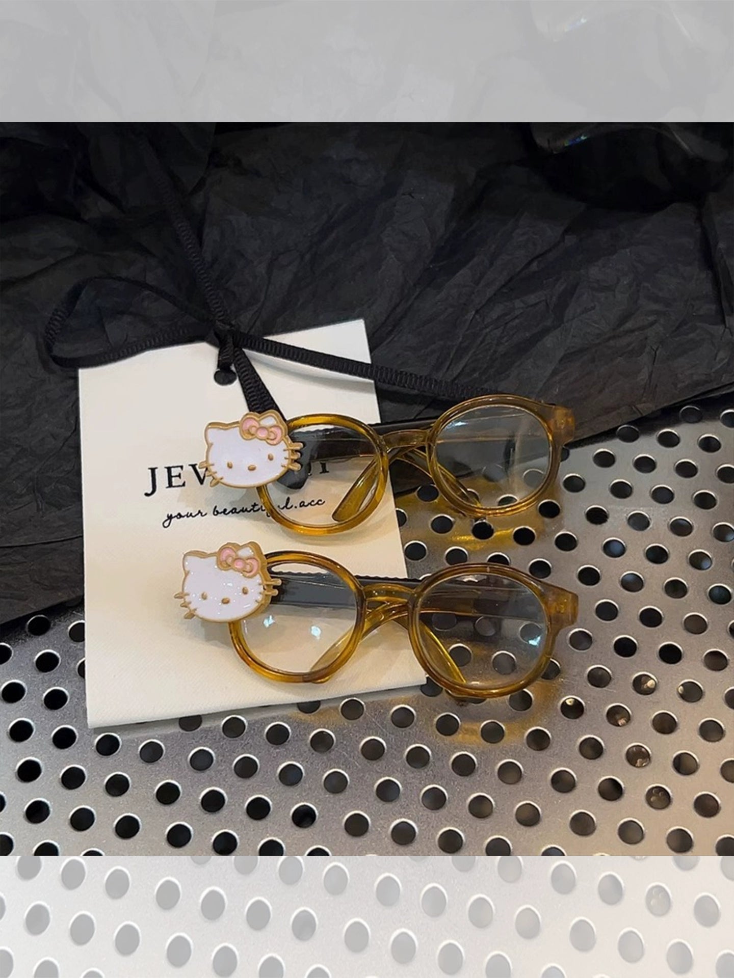 Korean cute KT cat glasses hairpin forehead side bangs hair clip broken hair side clip hairpin headdress female