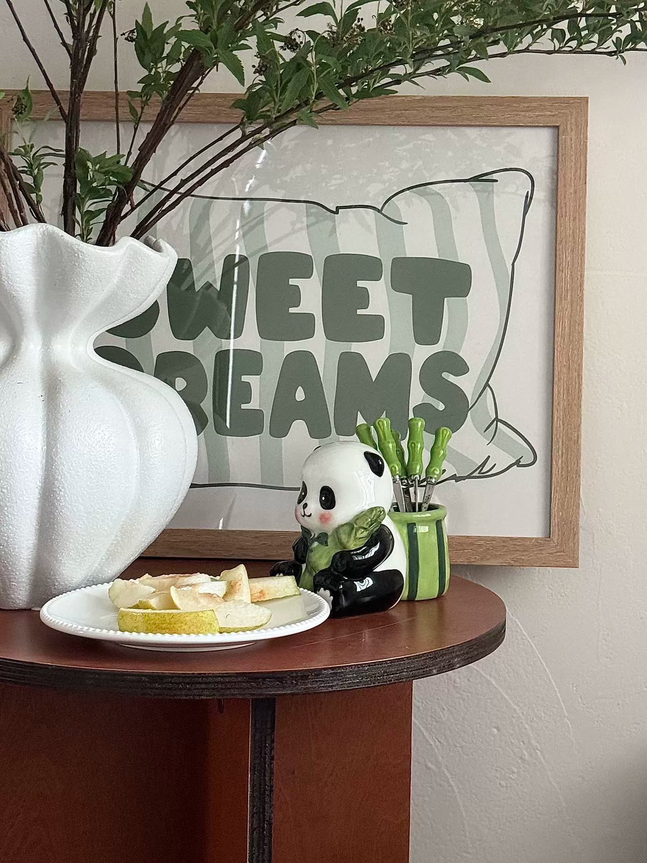 Chenxu tableware ceramic panda 304 stainless steel bamboo fruit fork living room dessert cake stick bow
