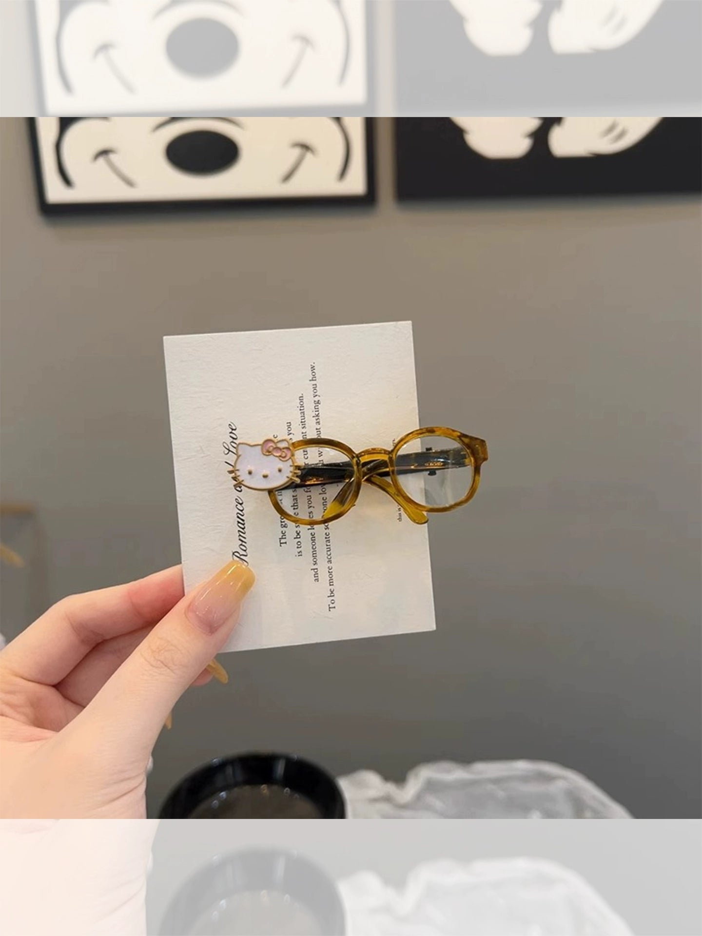 Korean cute KT cat glasses hairpin forehead side bangs hair clip broken hair side clip hairpin headdress female