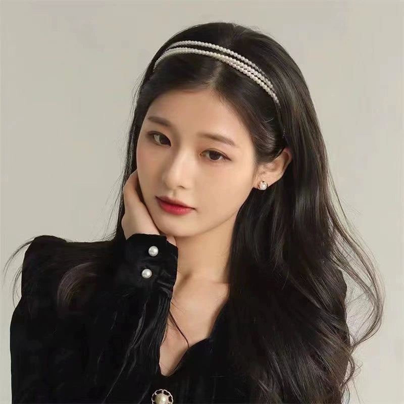 Pearl headband, female super fairy, French romantic Internet celebrity, 2025 new face wash, high skull, temperament, pressure hairpin headpiece
