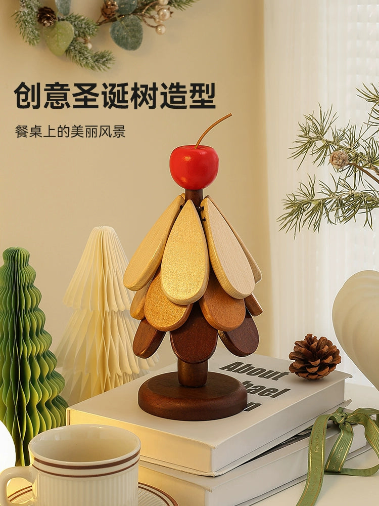 Set de Dessous de Plat Arbre de Noël en Bois