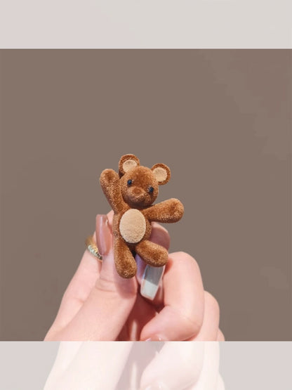 Cute bear bangs side clip 2025 new forehead side hairpin crushed hair duckbill clip hair clip hair clip headwear