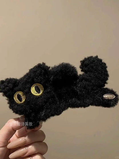 Recently seen super cool kitten! Korean cute plush cat scratch clip on the back of the head shark hairpin