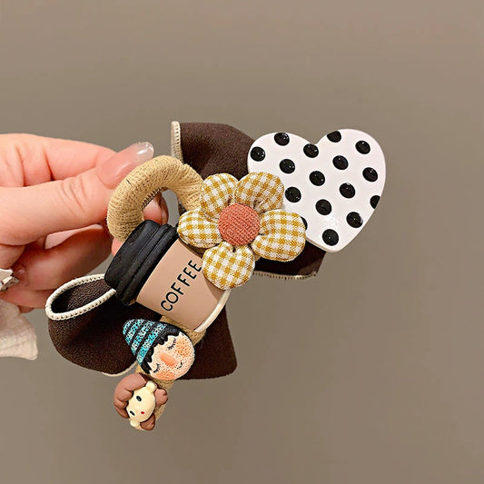 Polka dot coffee! Cute butterflies! Grab clip girl's new headwear cartoon premium sense hair hairpin on the back of the head