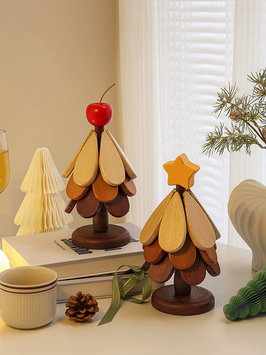 Set de Dessous de Plat Arbre de Noël en Bois